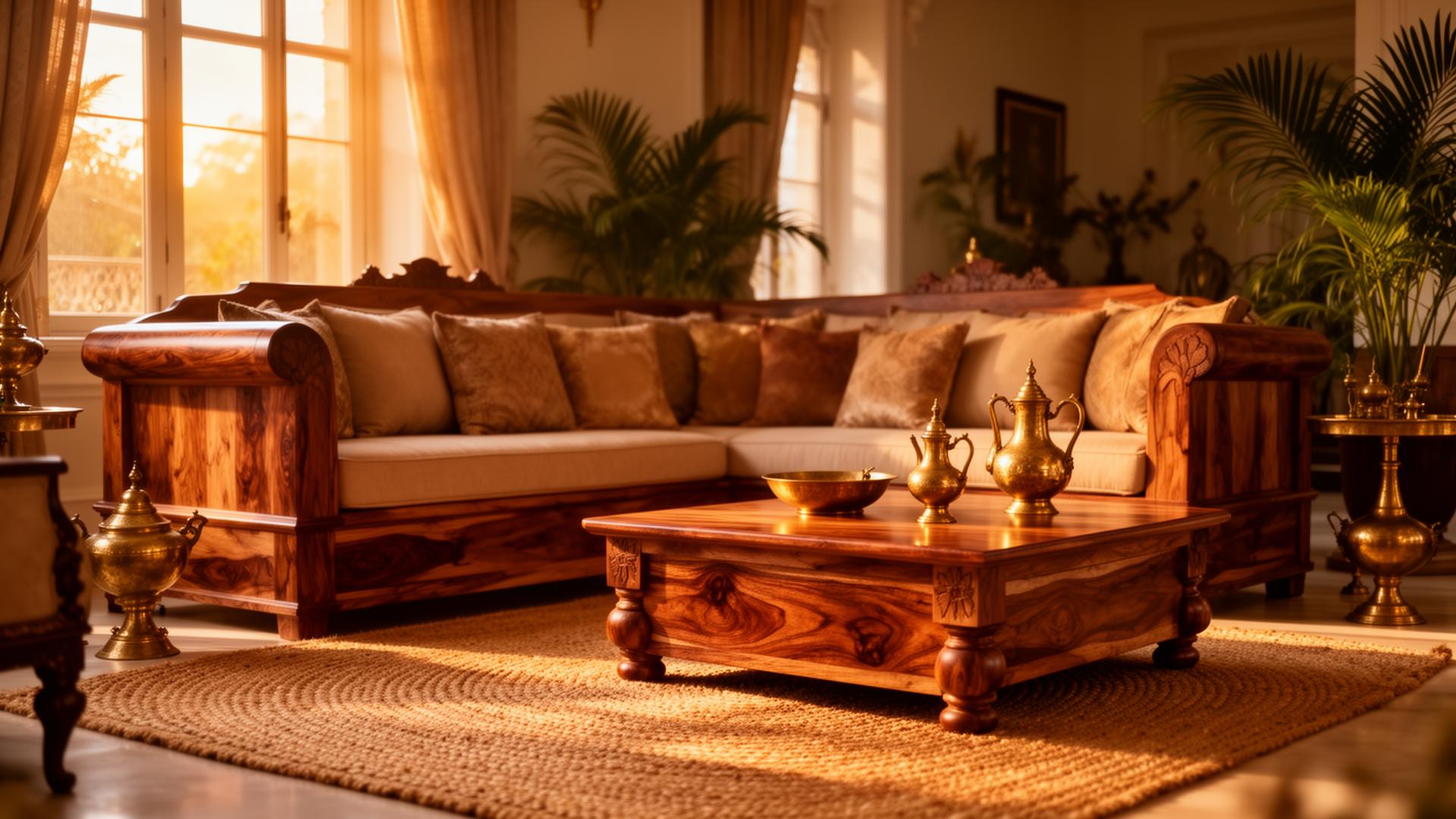 Indian oak and teak living room